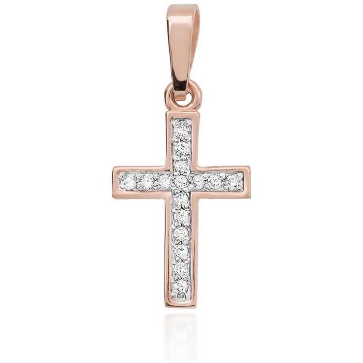 Krzyżyk z różowego złota z diamentami, próba 585 Best Diamonds B0084-ZA-AUR-DIW-02-00 