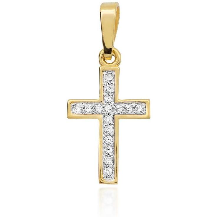 Złoty krzyżyk 585 wysadzany brylantami 0,08 ct Best Diamonds B0084-ZA-AUZ-DIW-02-00 