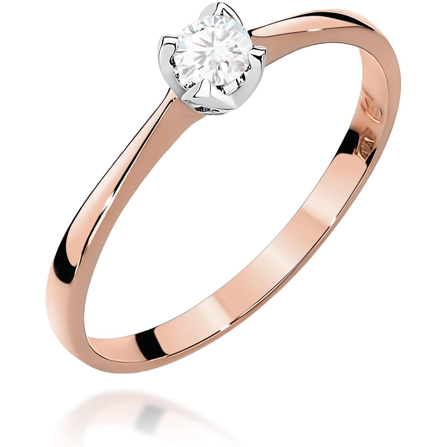 Pierścionek z różowego złota z diamentem 0,10 ct, próba 585 Best Diamonds B0094-PI-AUR-DIW-02-OK 