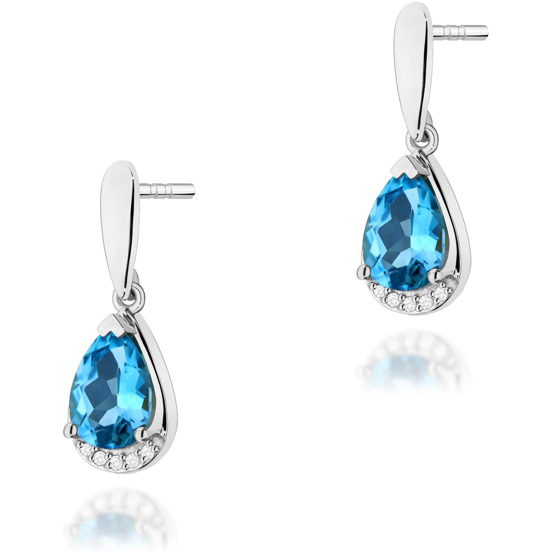 Kolczyki z brylantami i topazem Swiss łezki z białego złota Best Diamonds B0102-KO-AUB-TOB-02-LE 