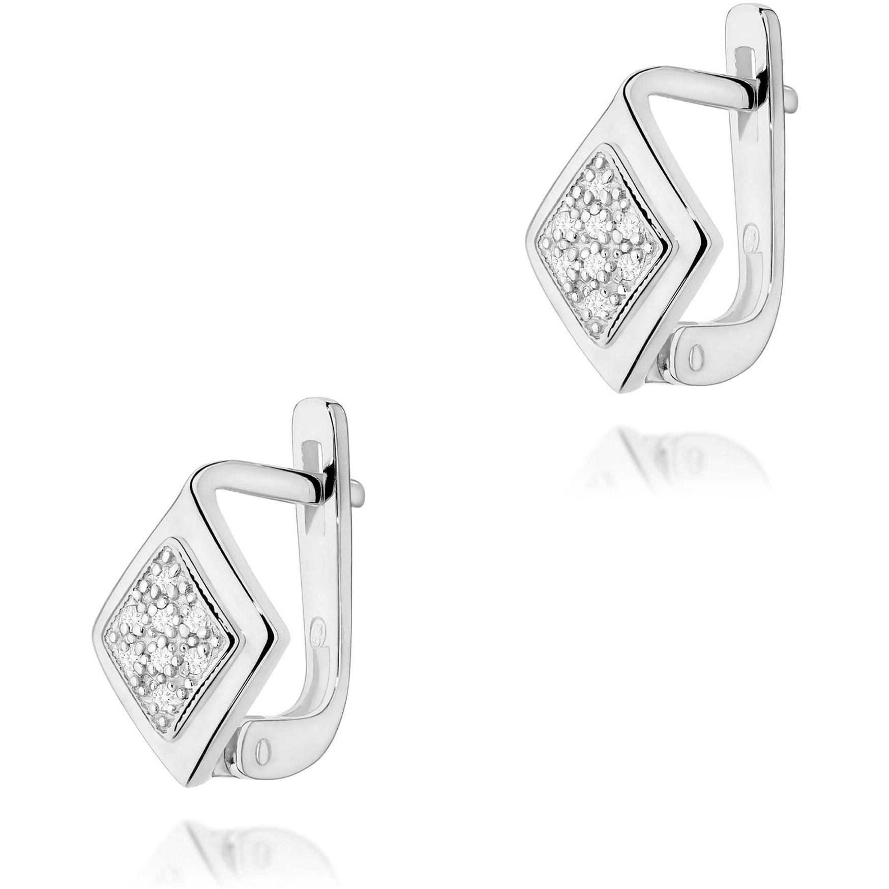 Kolczyki z białego złota z diamentami, próba 585 Best Diamonds B0104-KO-AUB-DIW-02-00 