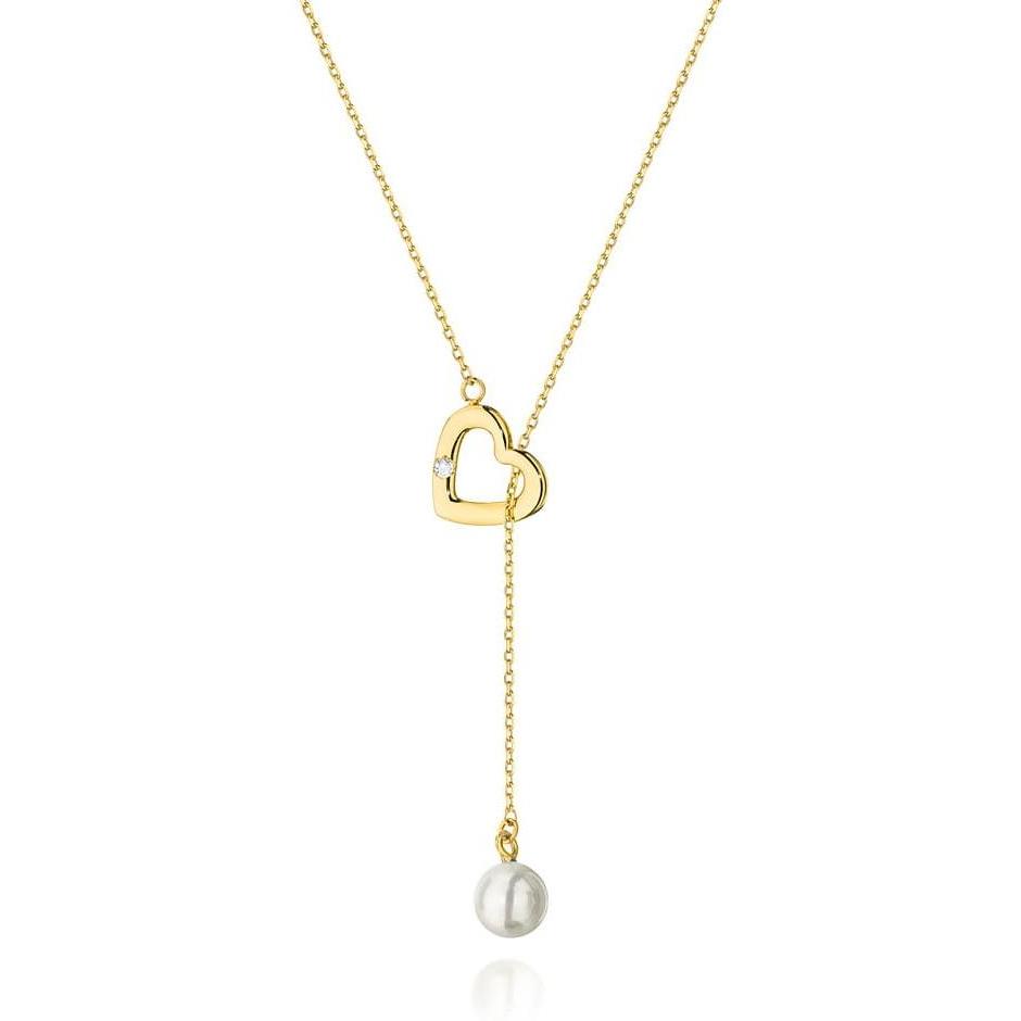 Złoty naszyjnik krawatka serce z brylantem i perłą Best Diamonds B0104-NA-AUZ-DIW-02-00 
