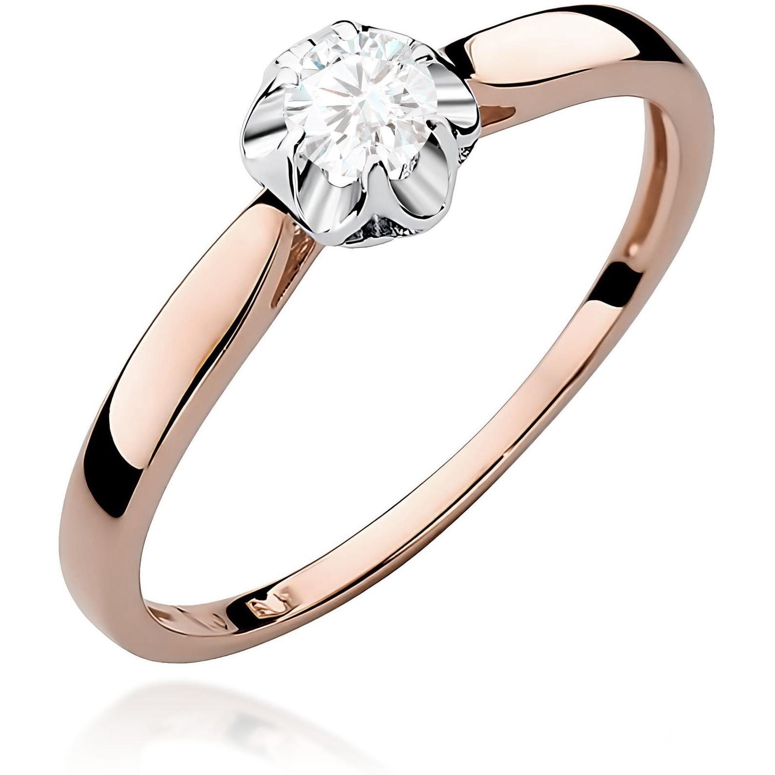 Pierścionek z różowego złota z diamentem 0,15 ct, próba 585 Best Diamonds B0124-PI-AUR-DIW-02-OK 