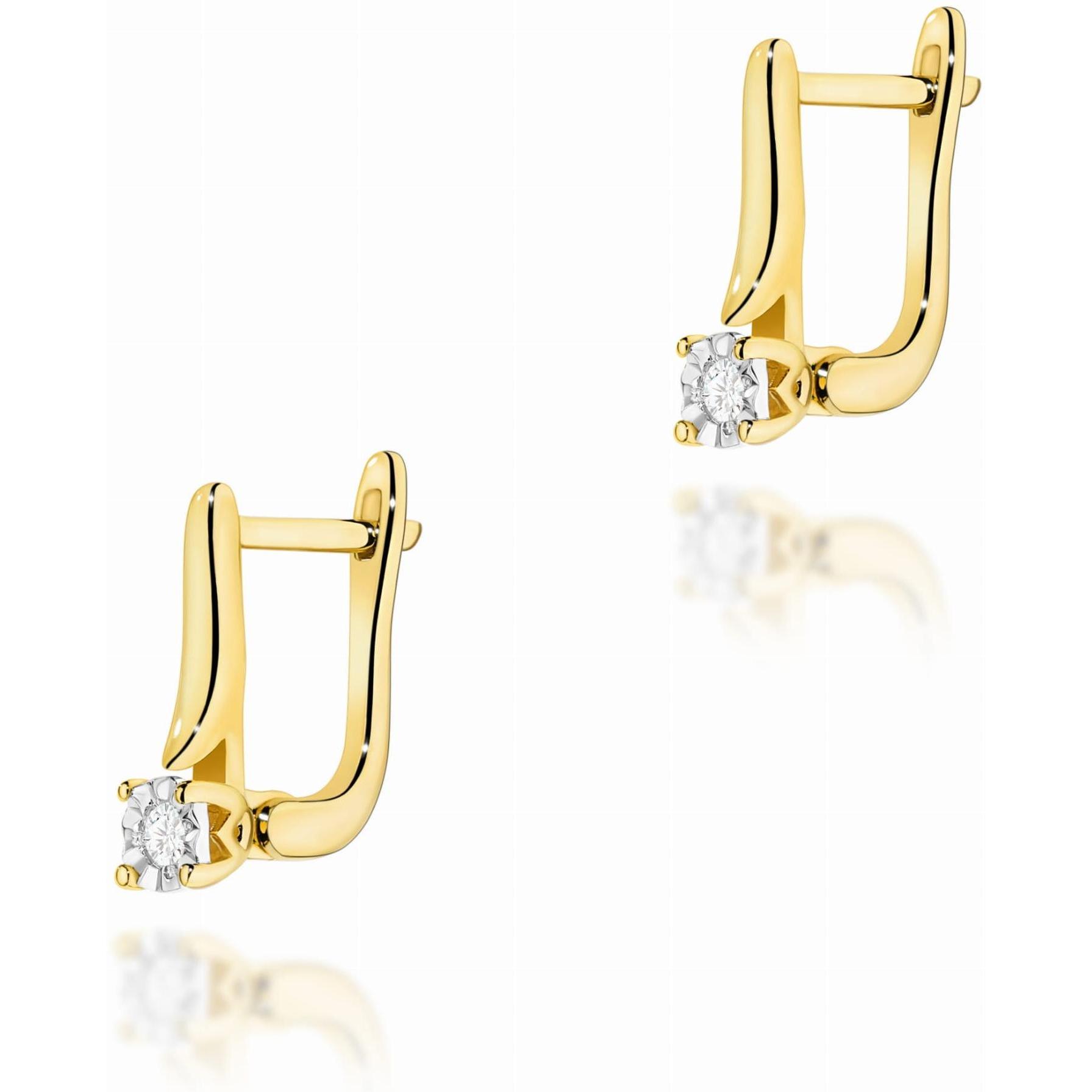 Kolczyki z żółtego złota z diamentami, próba 585 Best Diamonds B0130-KO-AUZ-DIW-04-OK 
