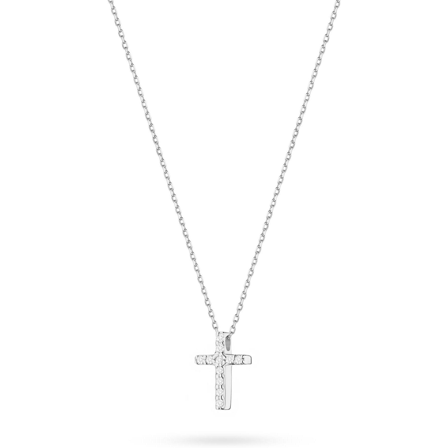 Naszyjnik z białego złota krzyżyk z brylantami na łańcuszku Best Diamonds B0132-NA-AUB-DIW-02-00 
