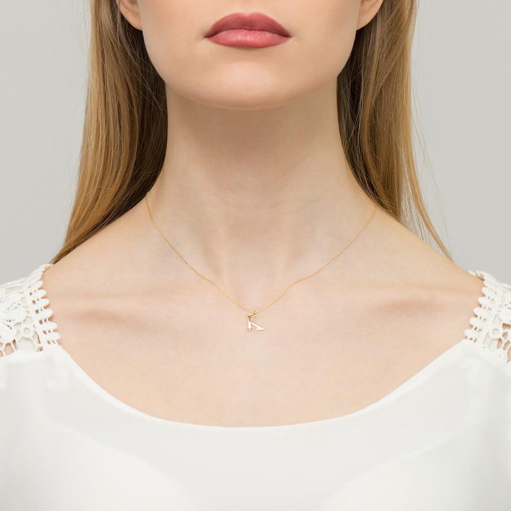 Złoty naszyjnik celebrytka literka K z brylantem Best Diamonds B0138-NA-AUZ-DIW-22-00 - hover