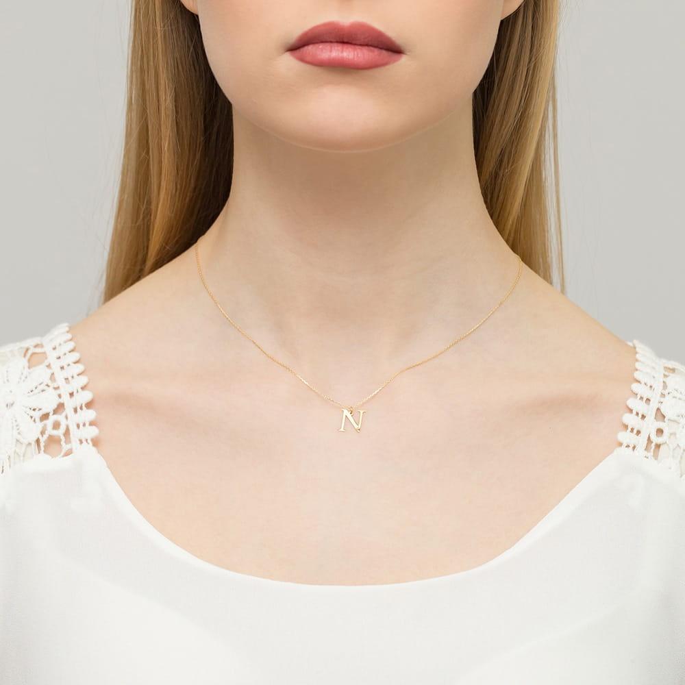 Złota zawieszka mała literka N z brylantem Best Diamonds B0138-ZA-AUZ-DIW-28-00 - hover