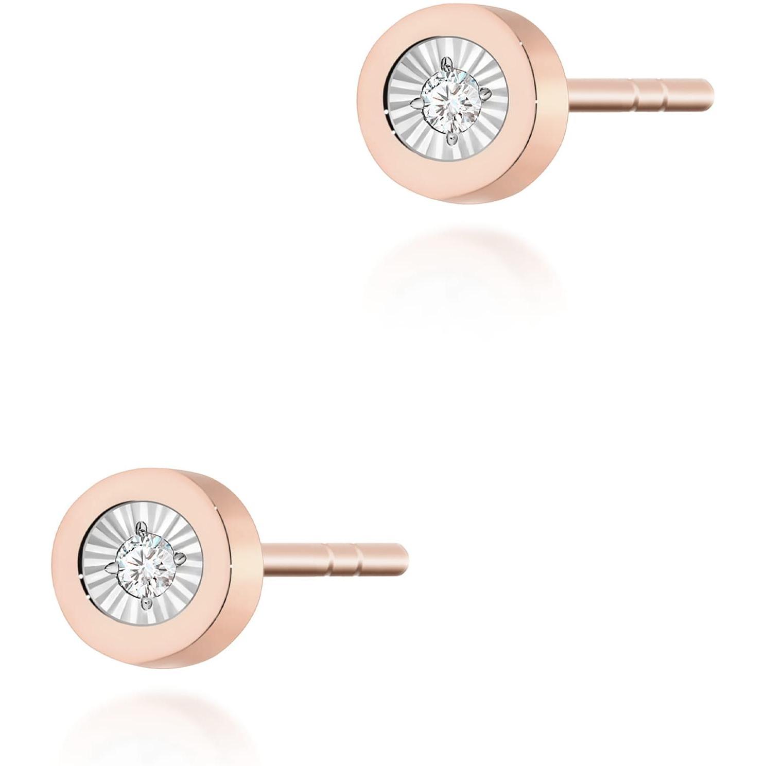 Kolczyki z różowego złota z diamentami, próba 585 Best Diamonds B0142-KO-AUR-DIW-02-00 
