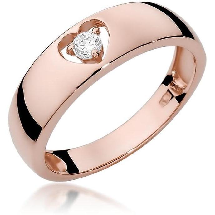 Pierścionek z różowego złota z diamentem 0,10 ct, próba 585 Best Diamonds B0142-PI-AUR-DIW-02-OK 