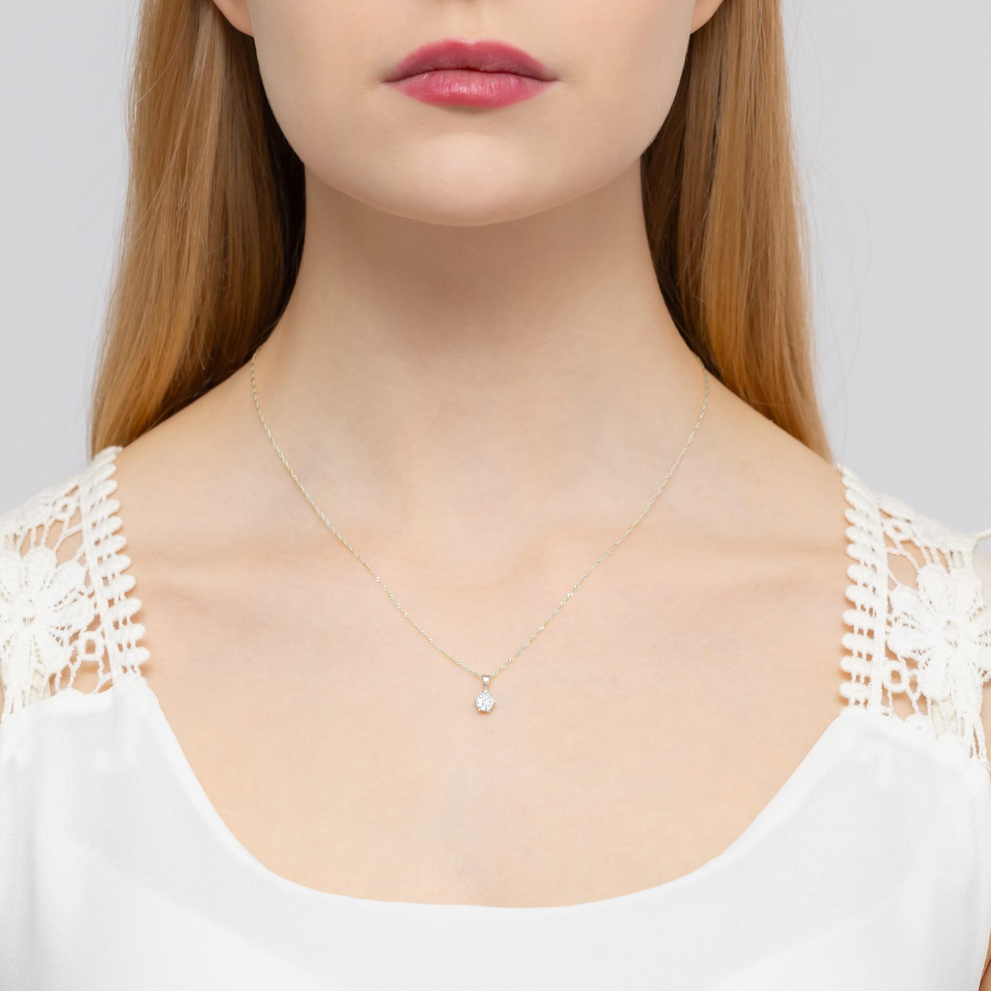 Zawieszka z białego złota próby 585 z białym szafirem Best Diamonds B0152-ZA-AUB-SAW-02-OK - hover