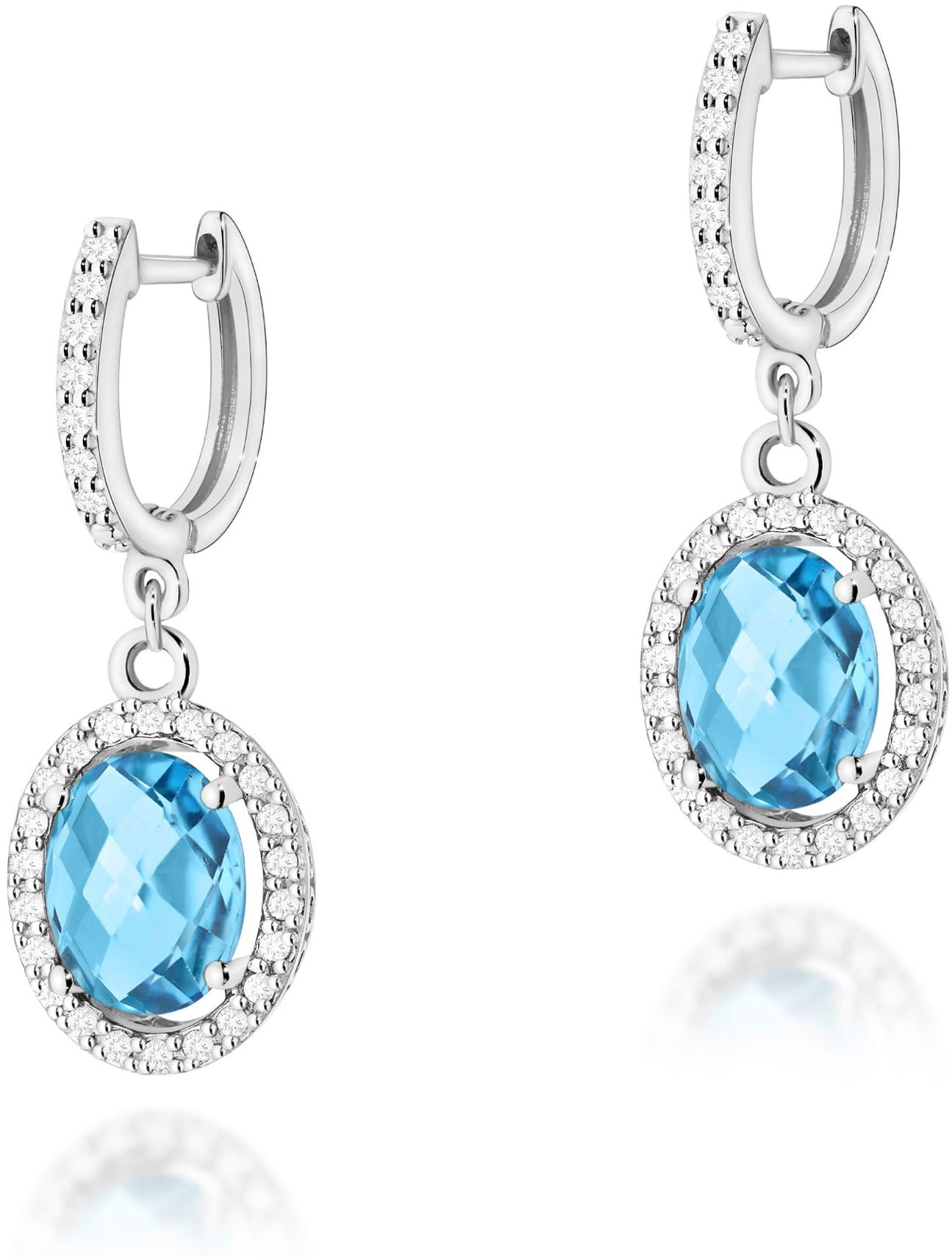 Okazałe kolczyki z białego złota z topazem Swiss i brylantami wiszące Best Diamonds B0160-KO-AUB-TOB-02-OW 