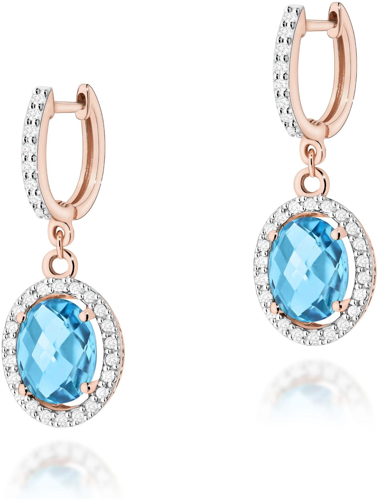 Kolczyki wiszące z różowego złota próby 585 z topazami Swiss Best Diamonds B0160-KO-AUR-TOB-02-OW 