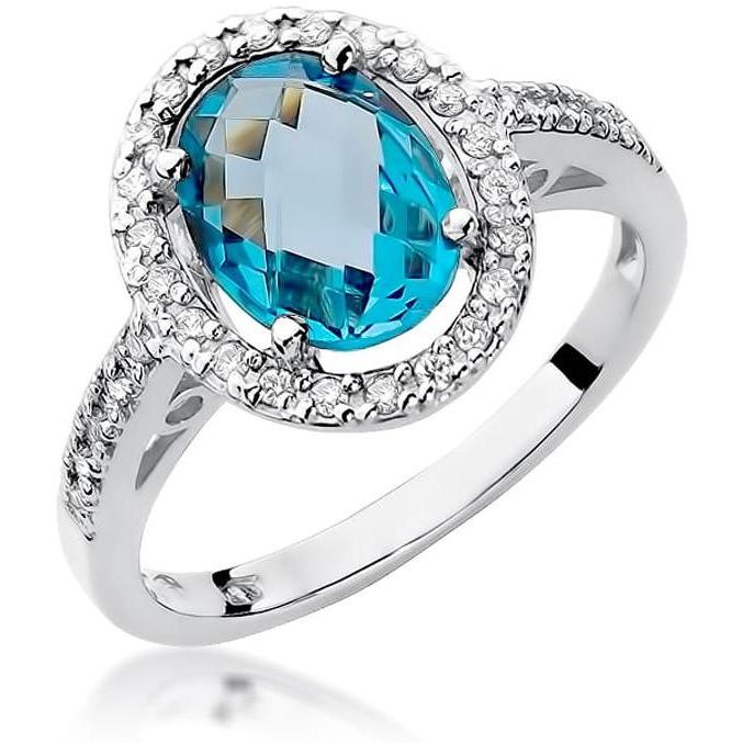 Pierścionek halo z białego złota z topazem Swiss 1,70 ct i brylantami Best Diamonds B0160-PI-AUB-TOB-02-OW 