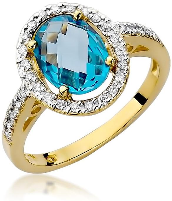 Złoty pierścionek zaręczynowy halo z topazem Swiss 1,70 ct i brylantami Best Diamonds B0160-PI-AUZ-TOB-02-OW 