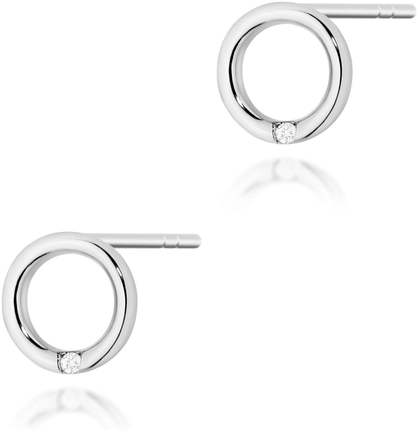 Kolczyki minimalistyczne z białego złota kółeczka z brylantami Best Diamonds B0164-KO-AUB-DIW-02-00 