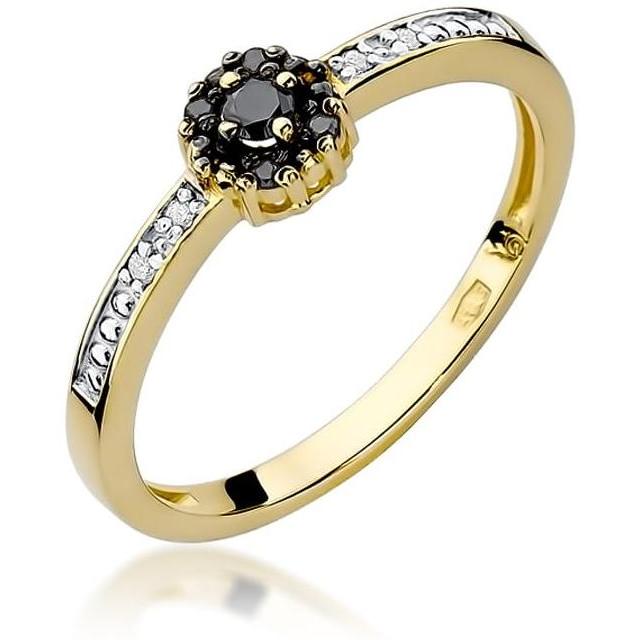 Pierścionek halo z żółtego złota z czarnym diamentem, próba 585 Best Diamonds B0182-PI-AUZ-DIB-02-OK 