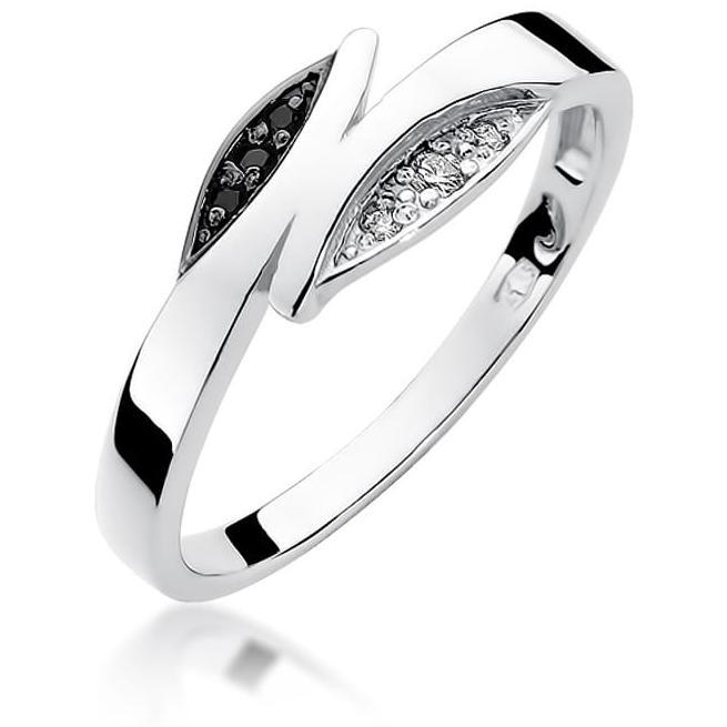 Pierścionek z białego złota z czarnymi białymi brylantami Best Diamonds B0214-PI-AUB-DIB-02-00 