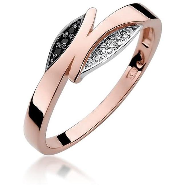 Pierścionek z różowego złota z czarnymi diamentami, próba 585 Best Diamonds B0214-PI-AUR-DIB-02-00 