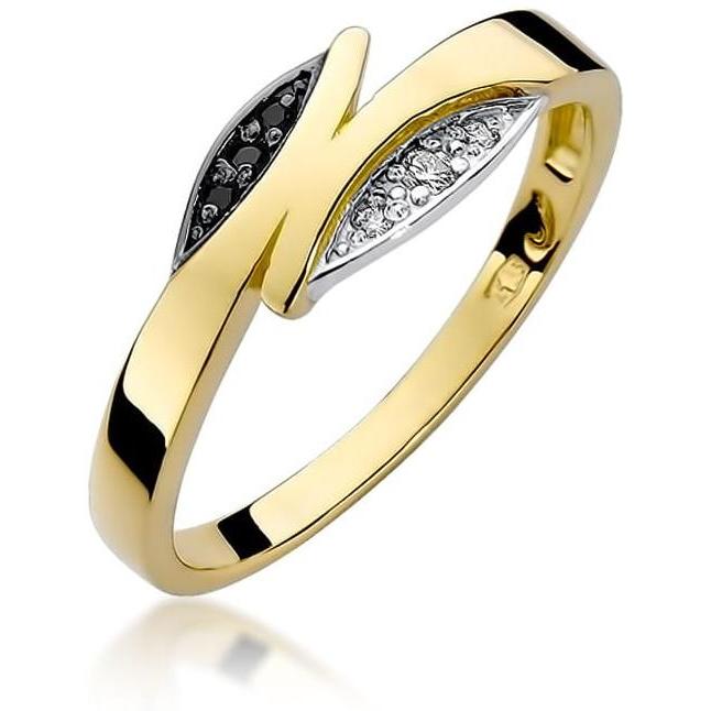 Złoty pierścionek 585 z czarnymi białymi brylantami Best Diamonds B0214-PI-AUZ-DIB-02-00 