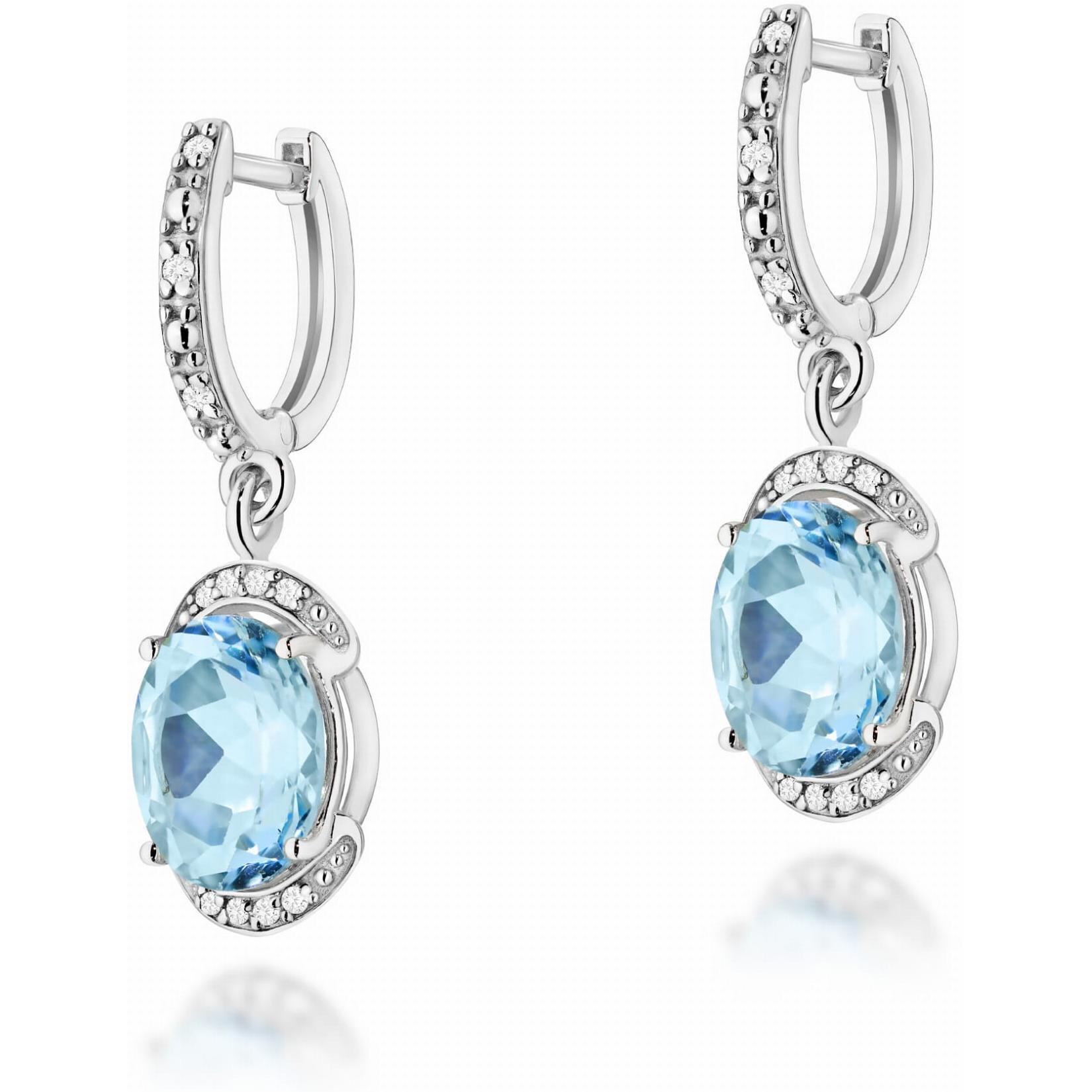 Kolczyki wiszące z białego złota próby 585 z topazami Swiss Best Diamonds B0300-KO-AUB-TOB-02-OW 
