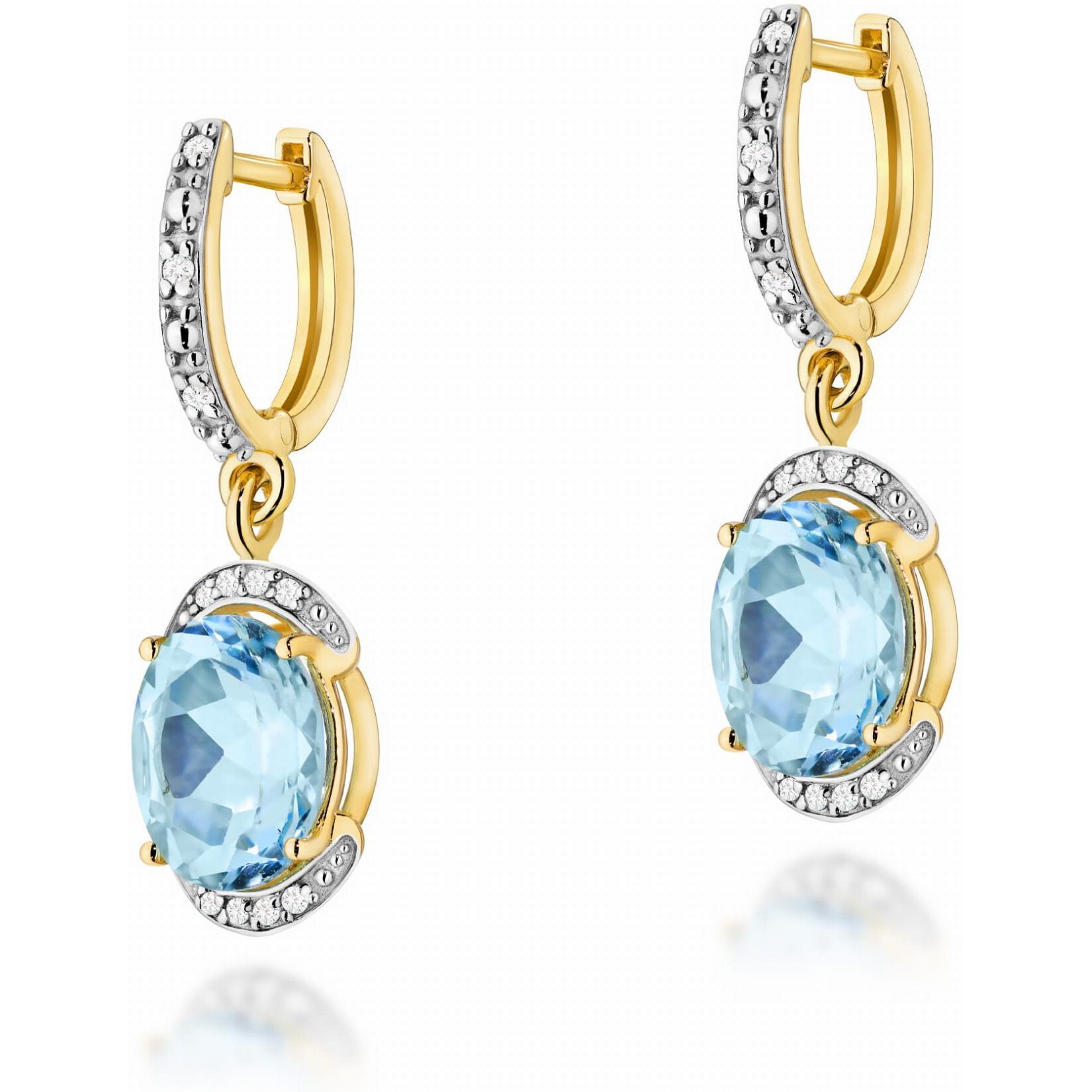 Okazałe złote kolczyki z brylantami i topazem Swiss wiszące Best Diamonds B0300-KO-AUZ-TOB-02-OW 