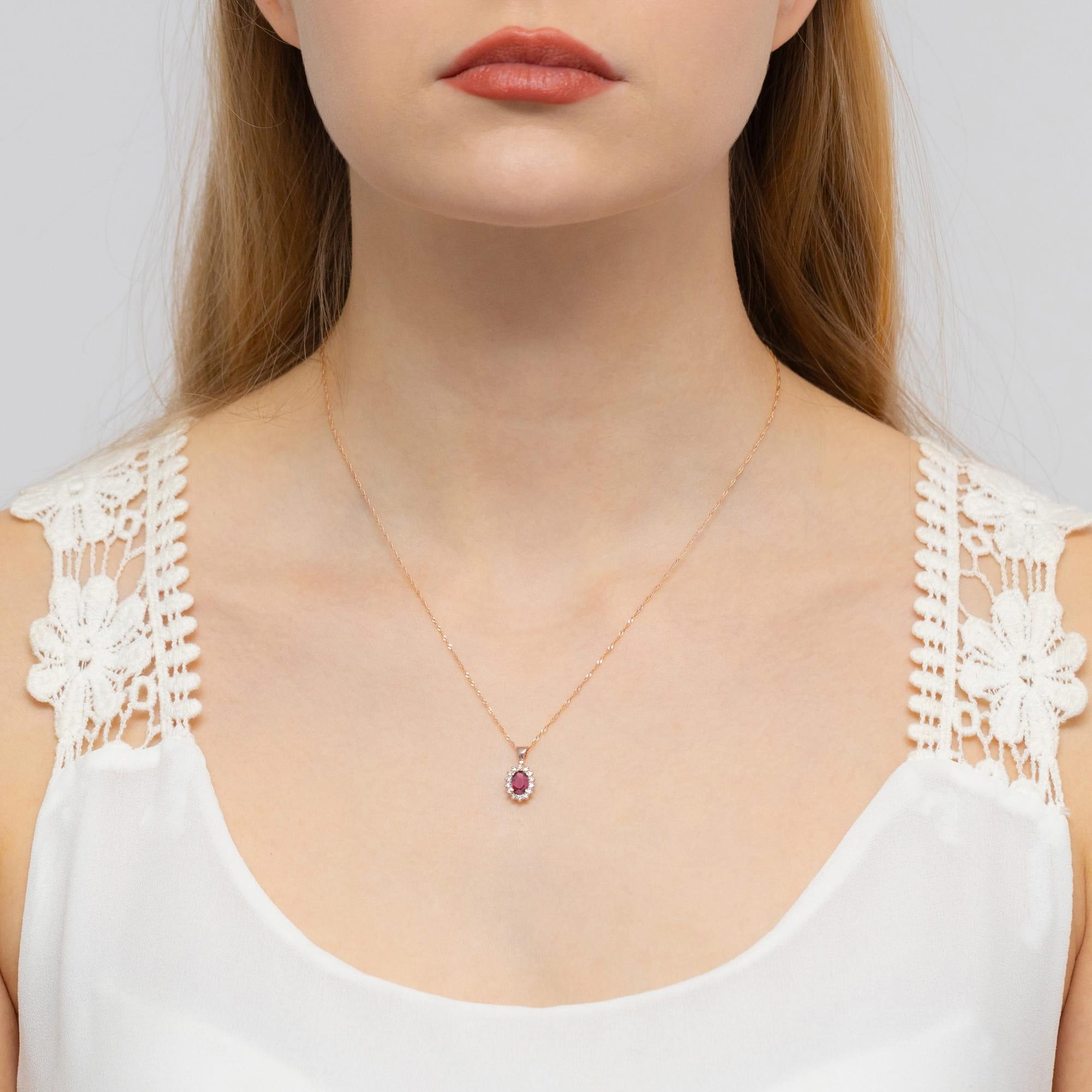 Zawieszka z różowego złota z rubinem, próba 585 Best Diamonds B0364-ZA-AUR-RUR-02-OW - hover