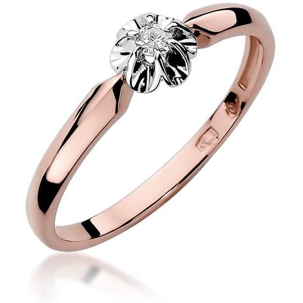 Pierścionek z różowego złota z diamentem, próba 585 Best Diamonds B0374-PI-AUR-DIW-02-OK 