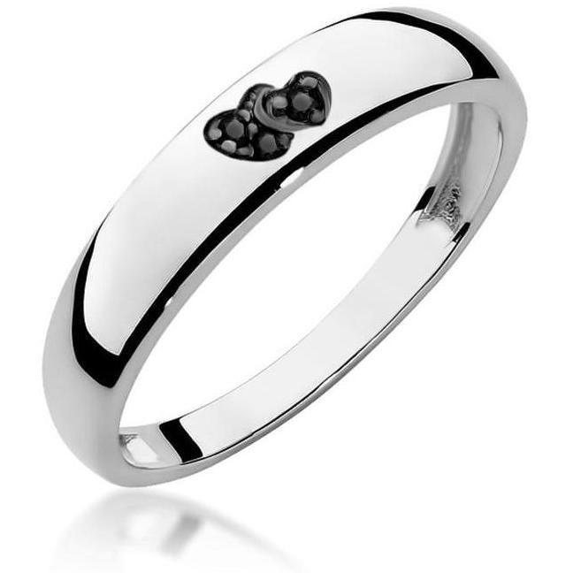 Pierścionek z białego złota serca z czarnymi brylantami Best Diamonds B0378-PI-AUB-DIB-02-00 