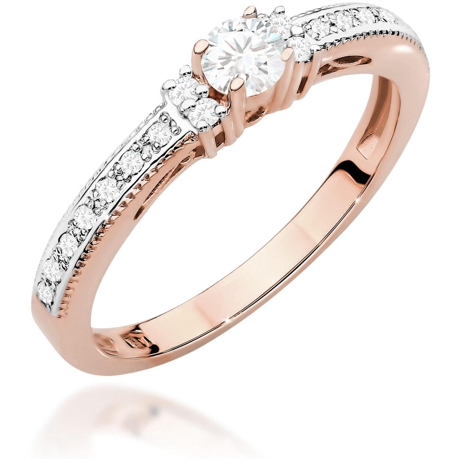 Pierścionek z różowego złota z diamentem 0,13 ct, próba 585 Best Diamonds B0402-PI-AUR-DIW-02-OK 