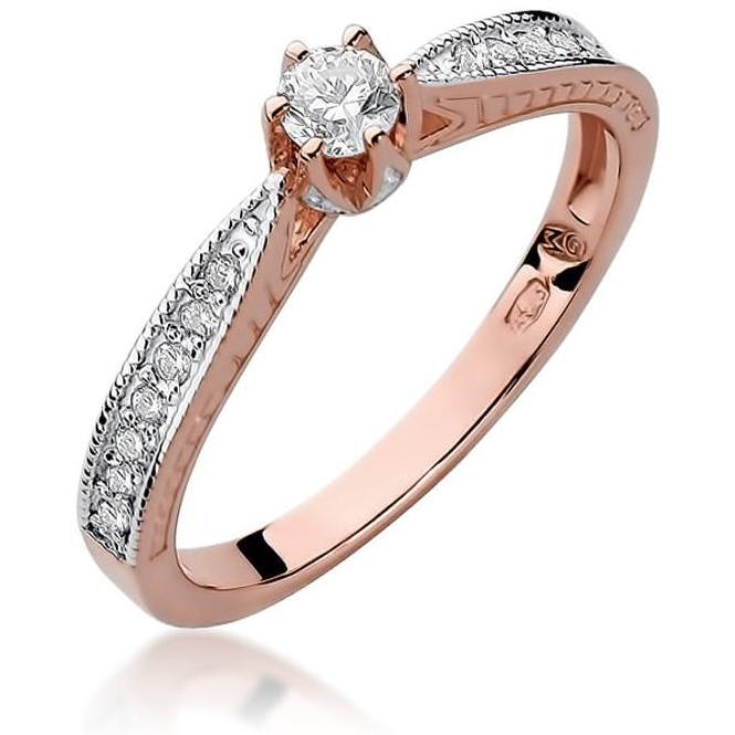 Pierścionek z różowego złota z diamentem 0,15 ct, próba 585 Best Diamonds B0404-PI-AUR-DIW-02-OK 