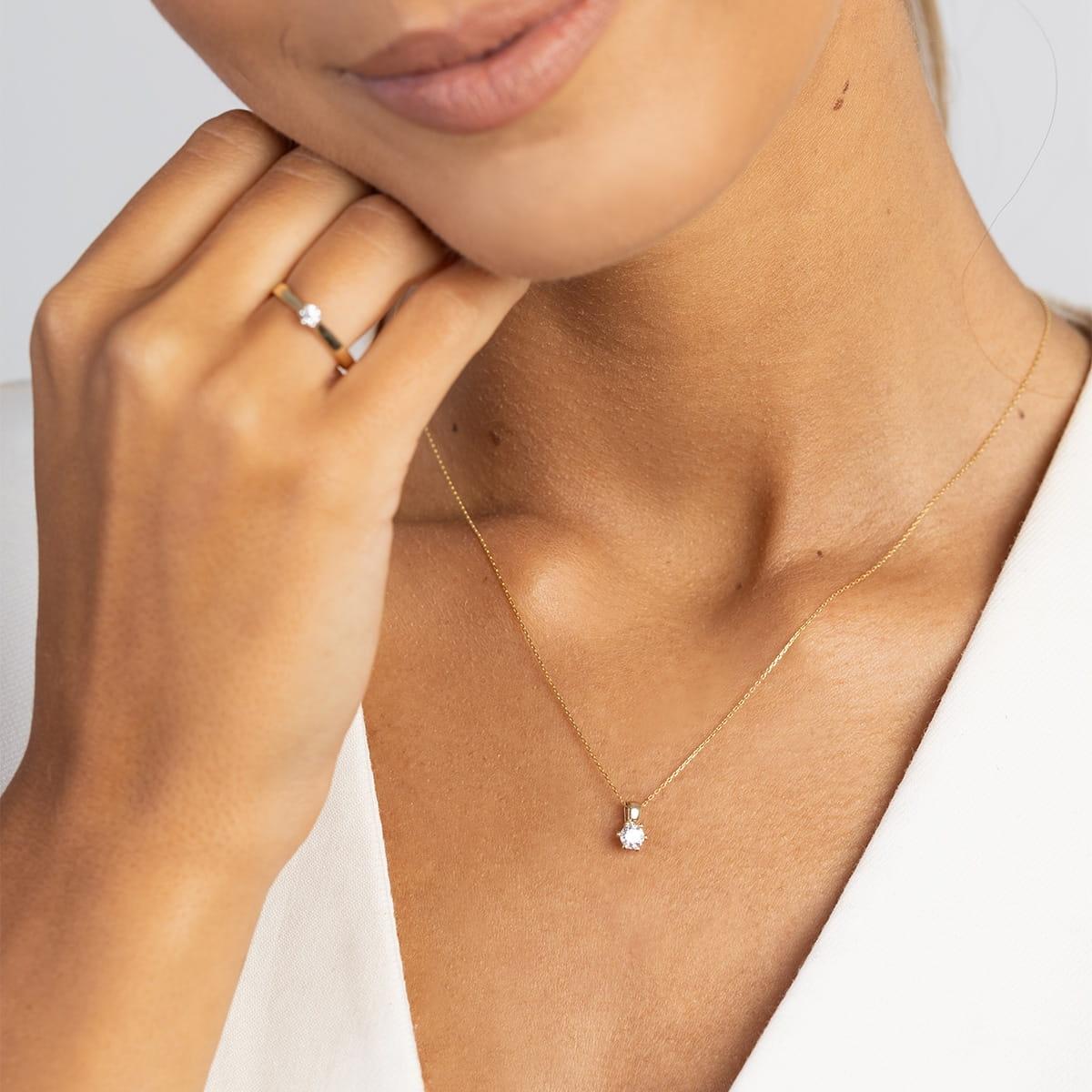 Złota klasyczna zawieszka z diamentem laboratoryjnym 0,30 ct Best Diamonds B0444-ZA-AUZ-LDW-06-OK - hover