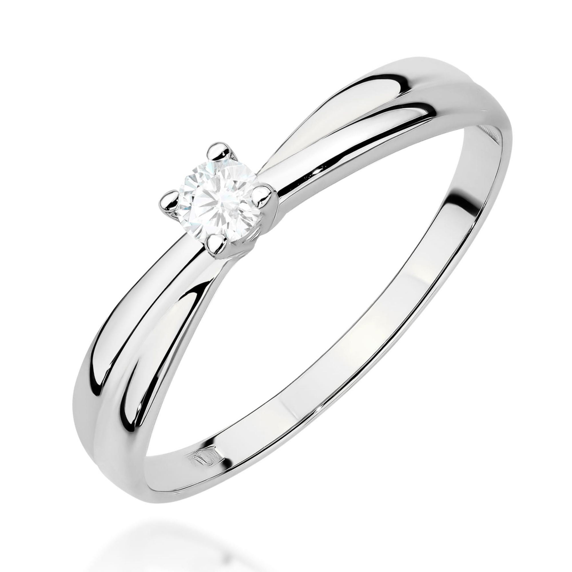 Klasyczny pierścionek zaręczynowy z diamentem laboratoryjnym 0,10 ct z białego złota Best Diamonds B0460-PI-AUB-LDW-04-OK 