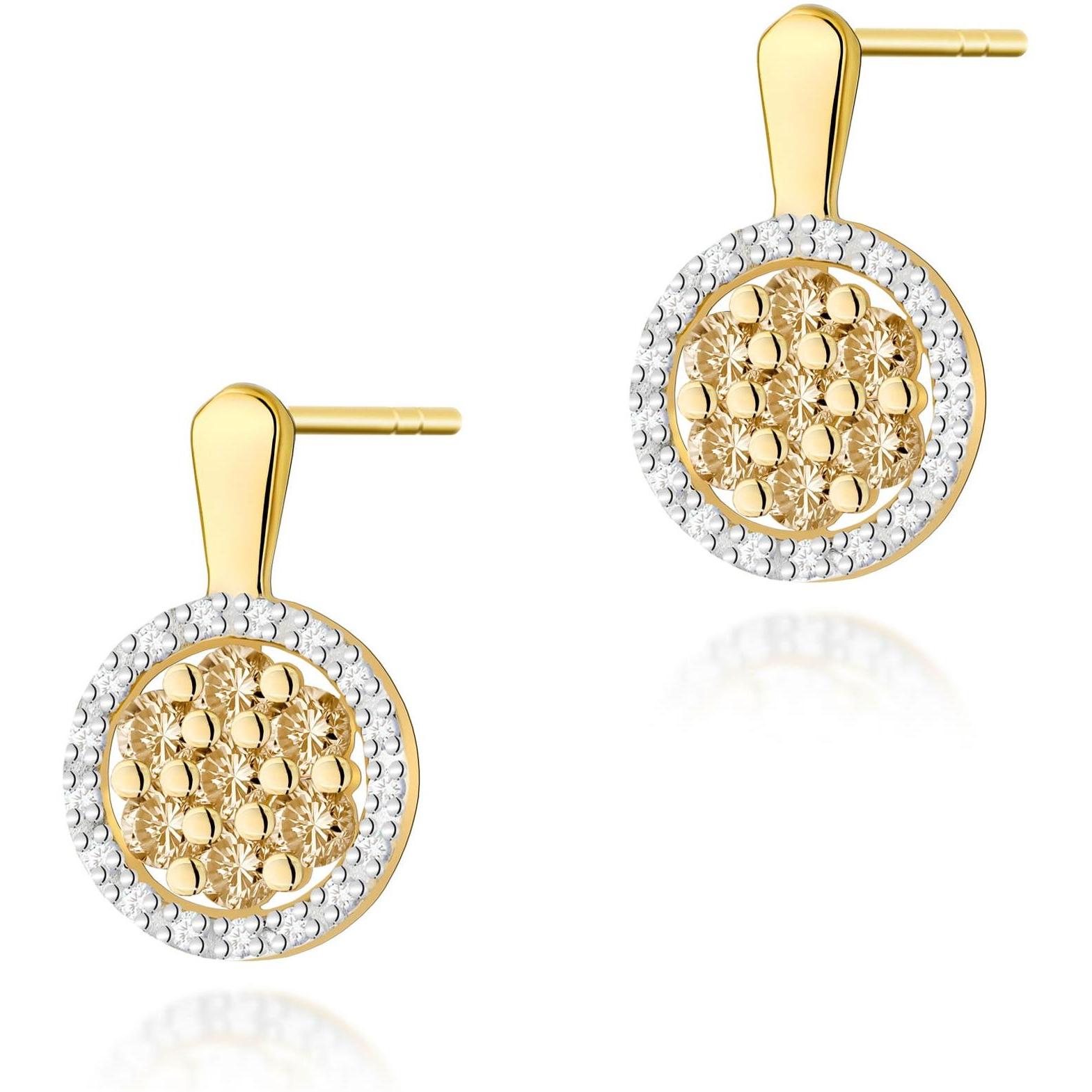 Złote kolczyki z brązowymi diamentami, próba 585 Best Diamonds B0880-KO-AUZ-XXX-02-00 
