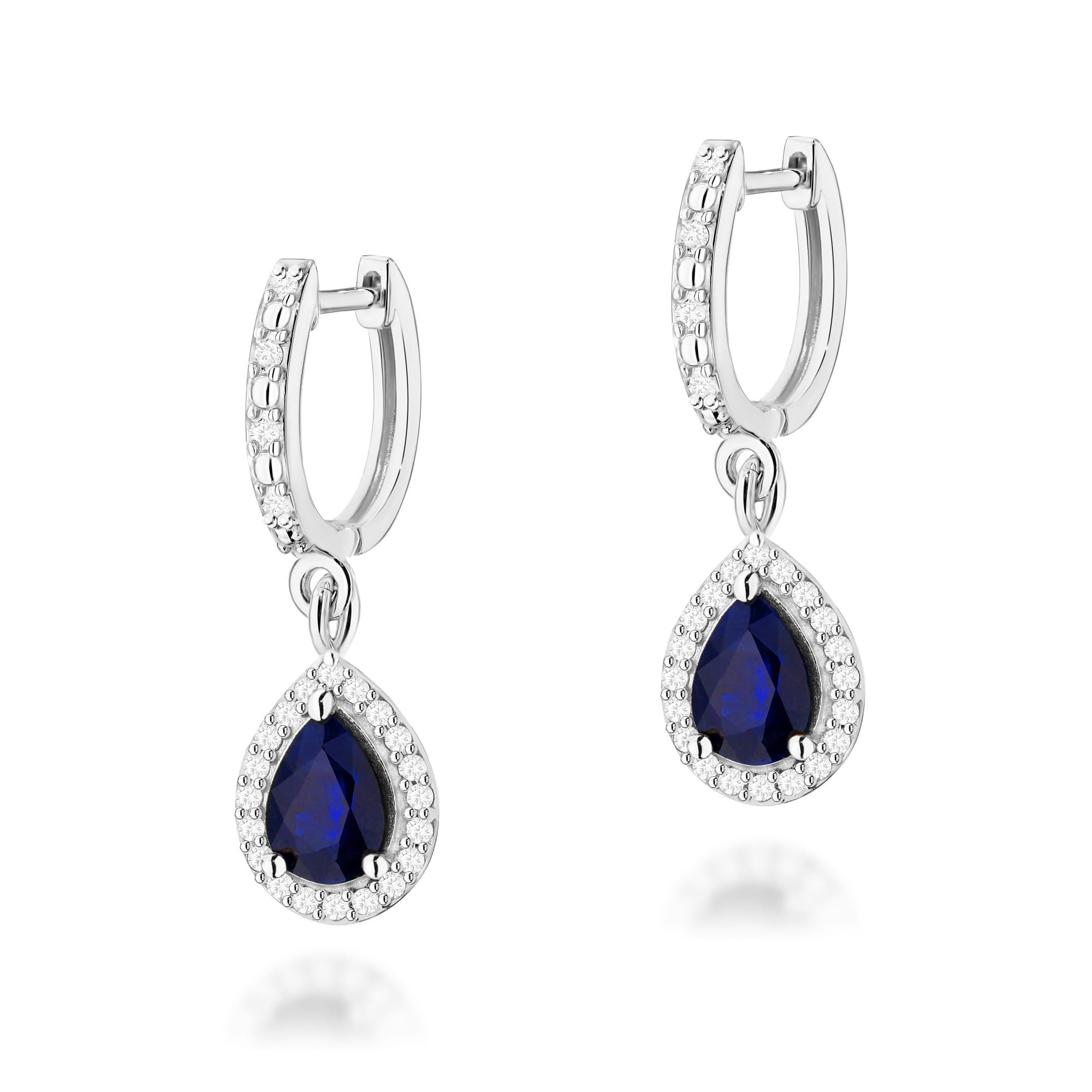 Kolczyki wiszące z białego złota z szafirami w kształcie łezki Best Diamonds B0910-KO-AUB-SAB-02-LE 
