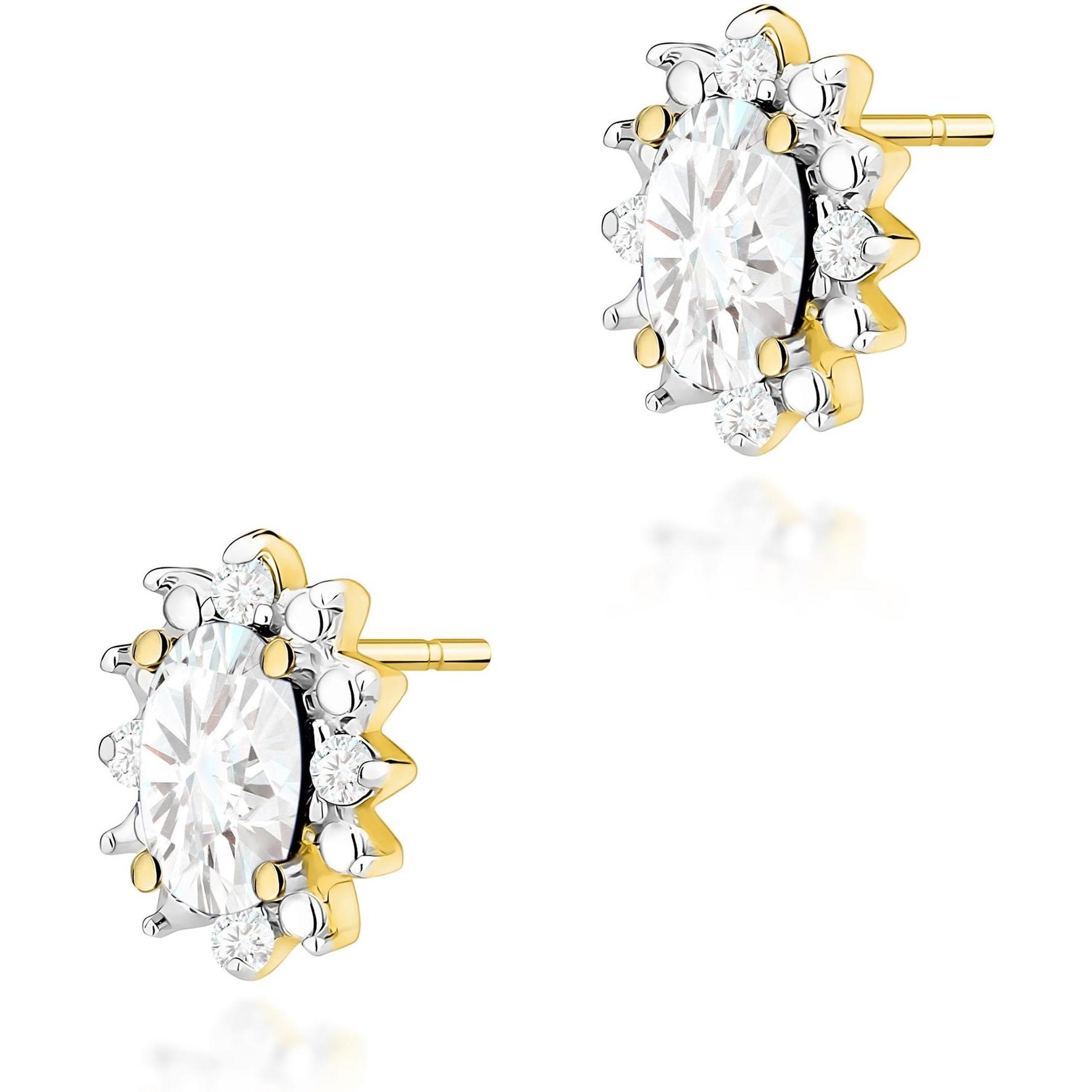 Złote kolczyki z diamentami laboratoryjnymi, próba 585 Best Diamonds B1026-KO-AUZ-LDW-02-OW 