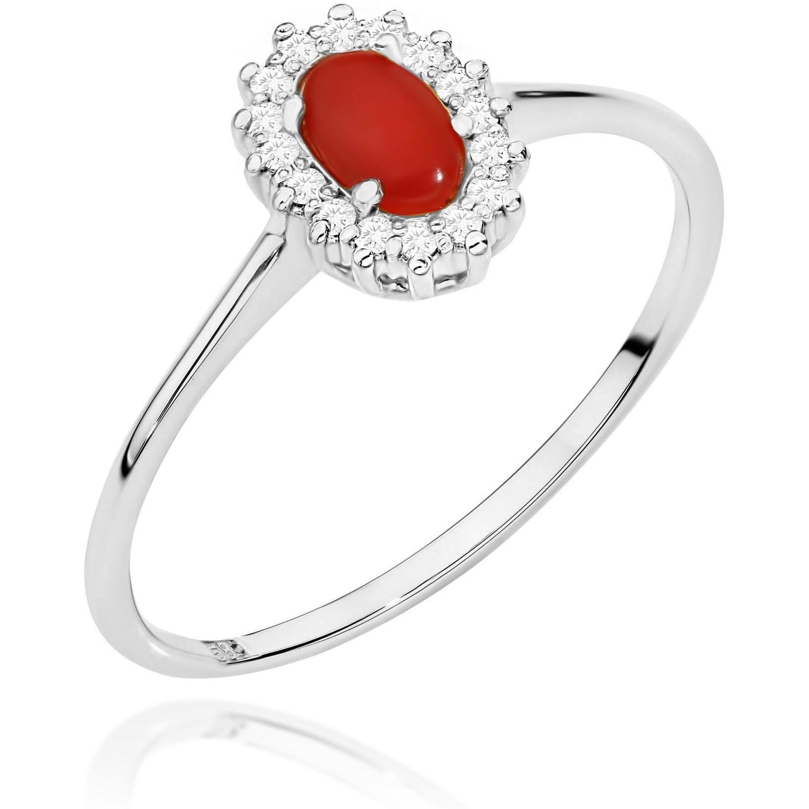 Pierścionek halo z białego złota z koralem i brylantami Best Diamonds B1138-PI-AUB-COR-02-00 