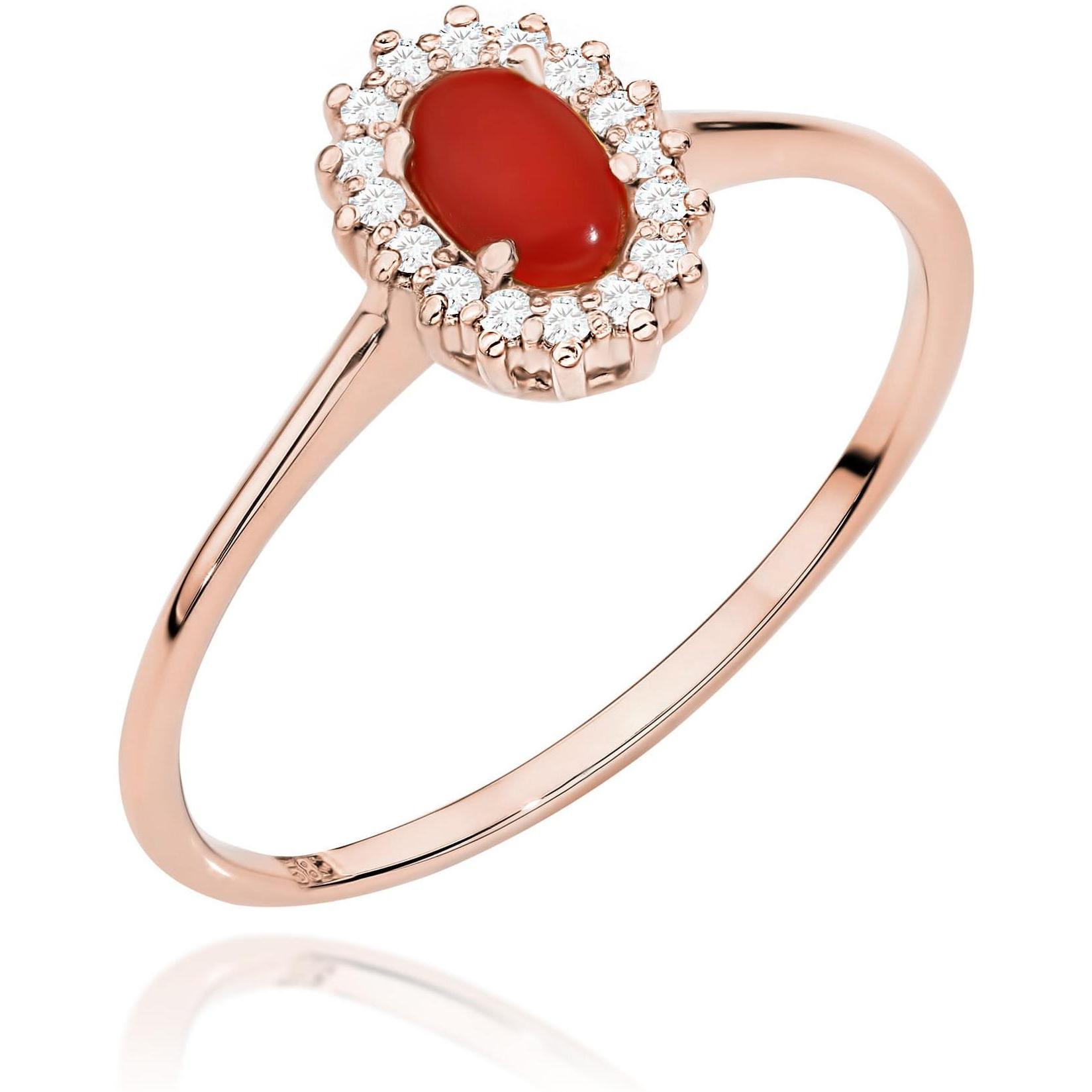 Pierścionek halo z różowego złota z koralem, próba 585 Best Diamonds B1138-PI-AUR-COR-02-00 