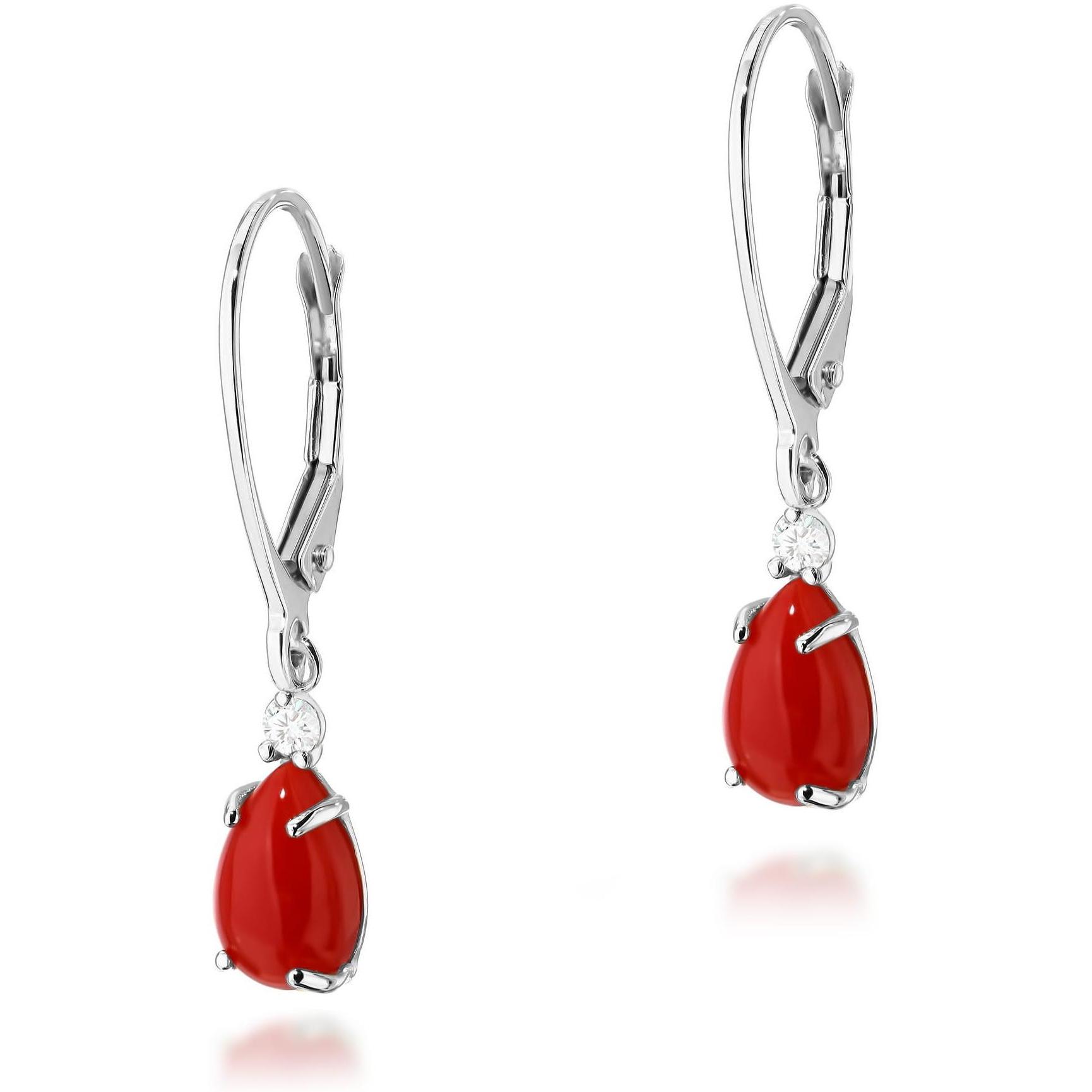 Kolczyki wiszące z naturalnymi koralami i brylantami z białego złota Best Diamonds B1140-KO-AUB-COR-02-00 