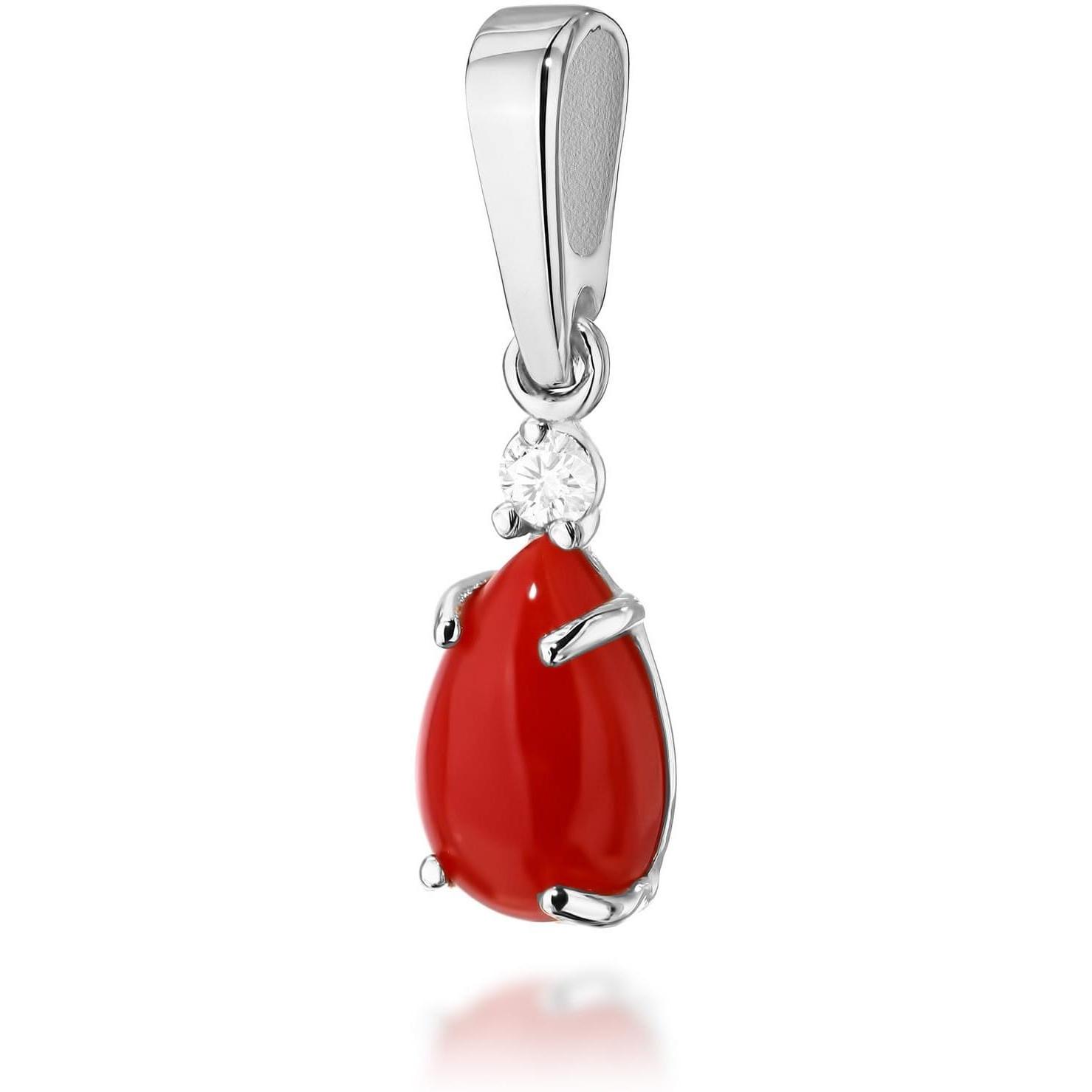 Zawieszka z naturalnym koralem i brylantem z białego złota Best Diamonds B1140-ZA-AUB-COR-02-LE 
