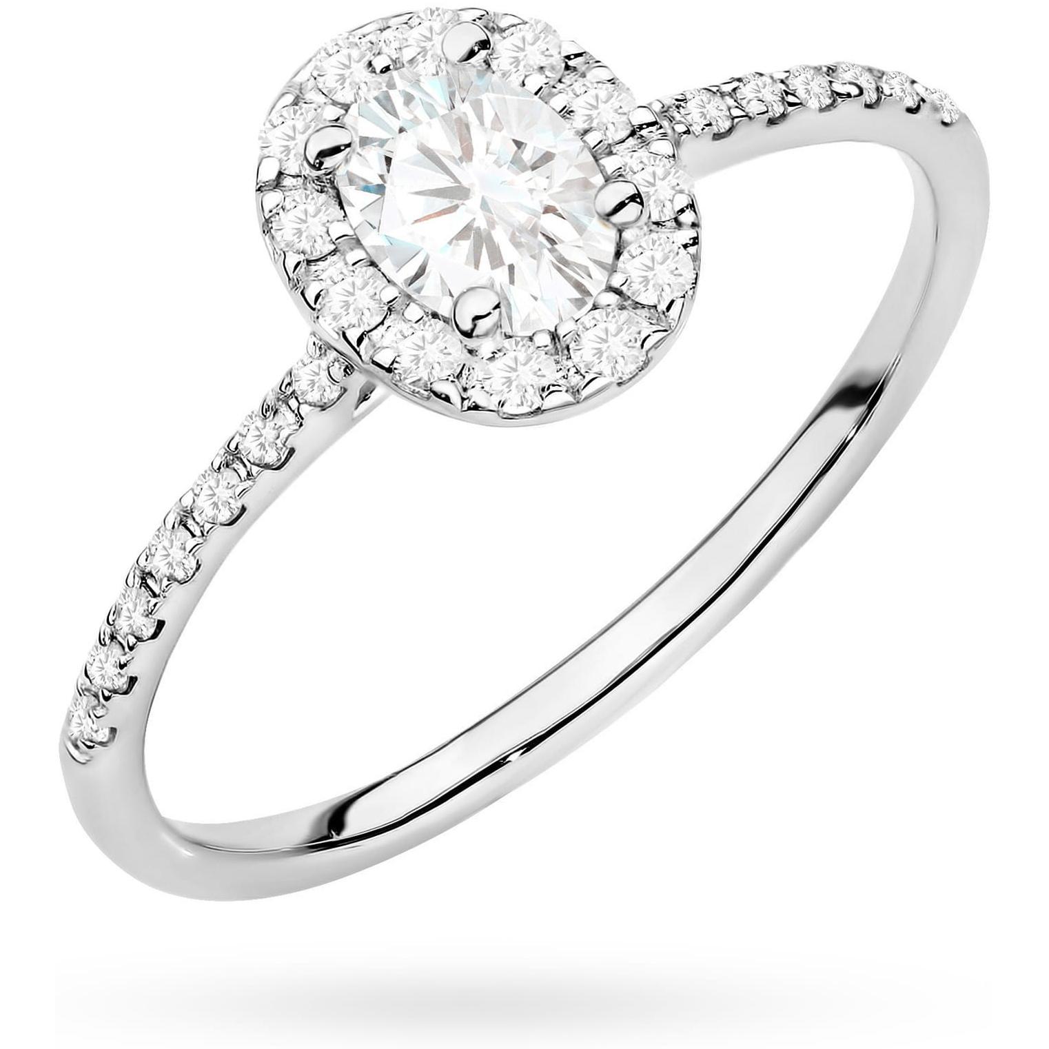 Pierścionek z białego złota z owalnym brylantem i brylantami na szynie Halo Best Diamonds B1168-PI-AUB-DIW-02-OW 