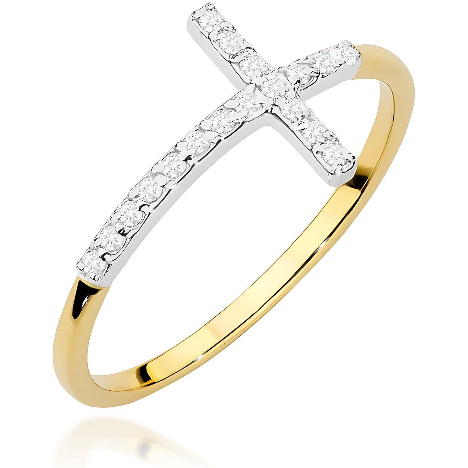 Delikatny złoty pierścionek z krzyżykiem z brylantami Best Diamonds B1272-PI-AUZ-DIW-02-00 
