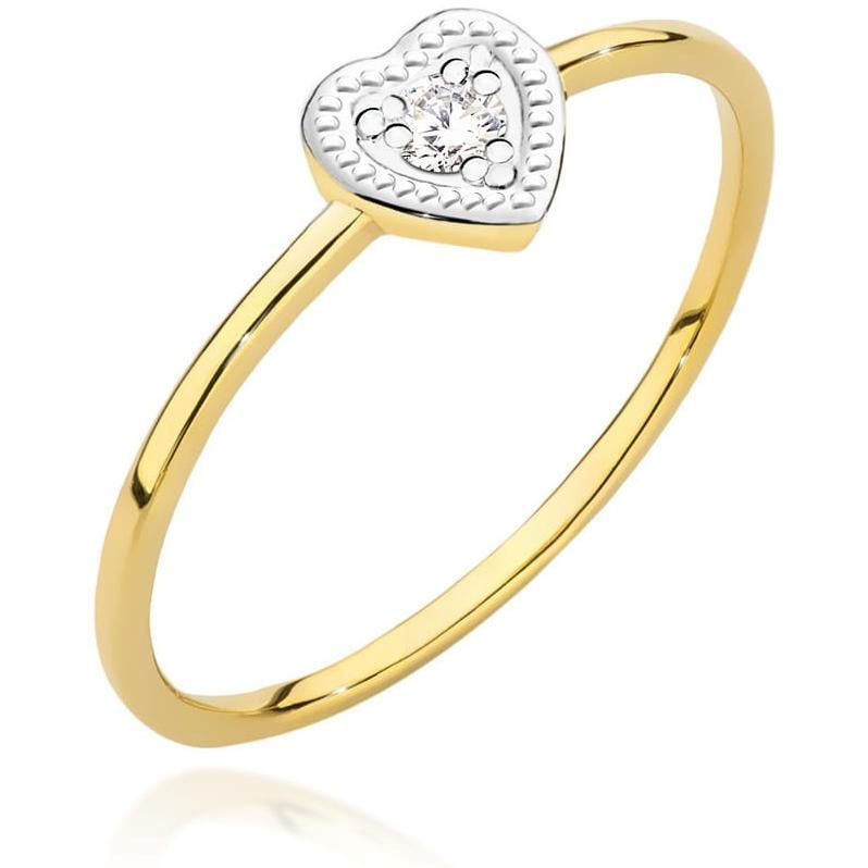 Złoty pierścionek z brylantem w oprawie w kształcie serca Best Diamonds B1284-PI-AUZ-DIW-02-OK 