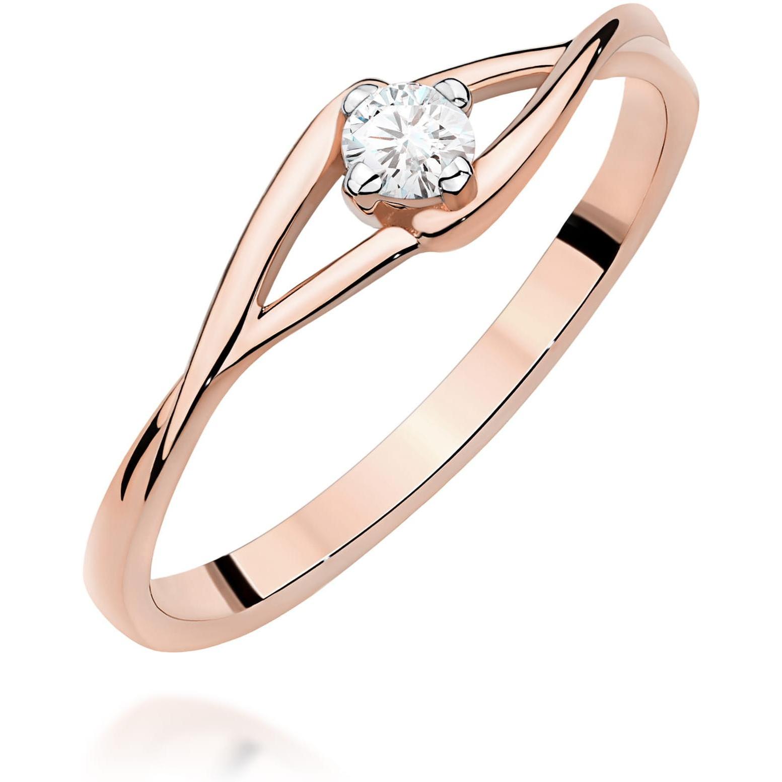 Pierścionek z różowego złota próby 585 z diamentem 0,10 ct Best Diamonds B1338-PI-AUR-DIW-02-00 
