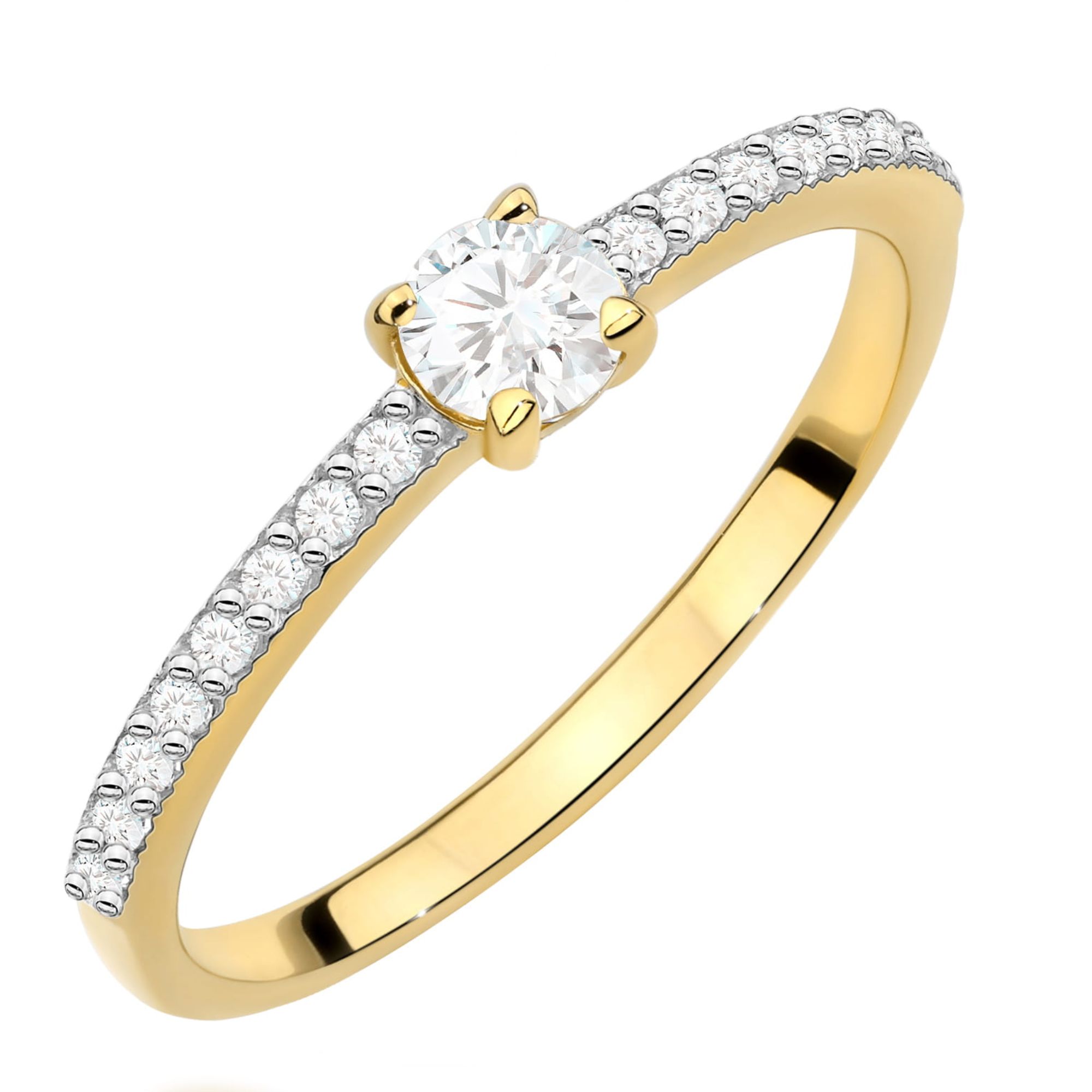 Złoty pierścionek zaręczynowy z brylantami wielokamieniowy Best Diamonds B1342-PI-AUZ-DIW-02-00 