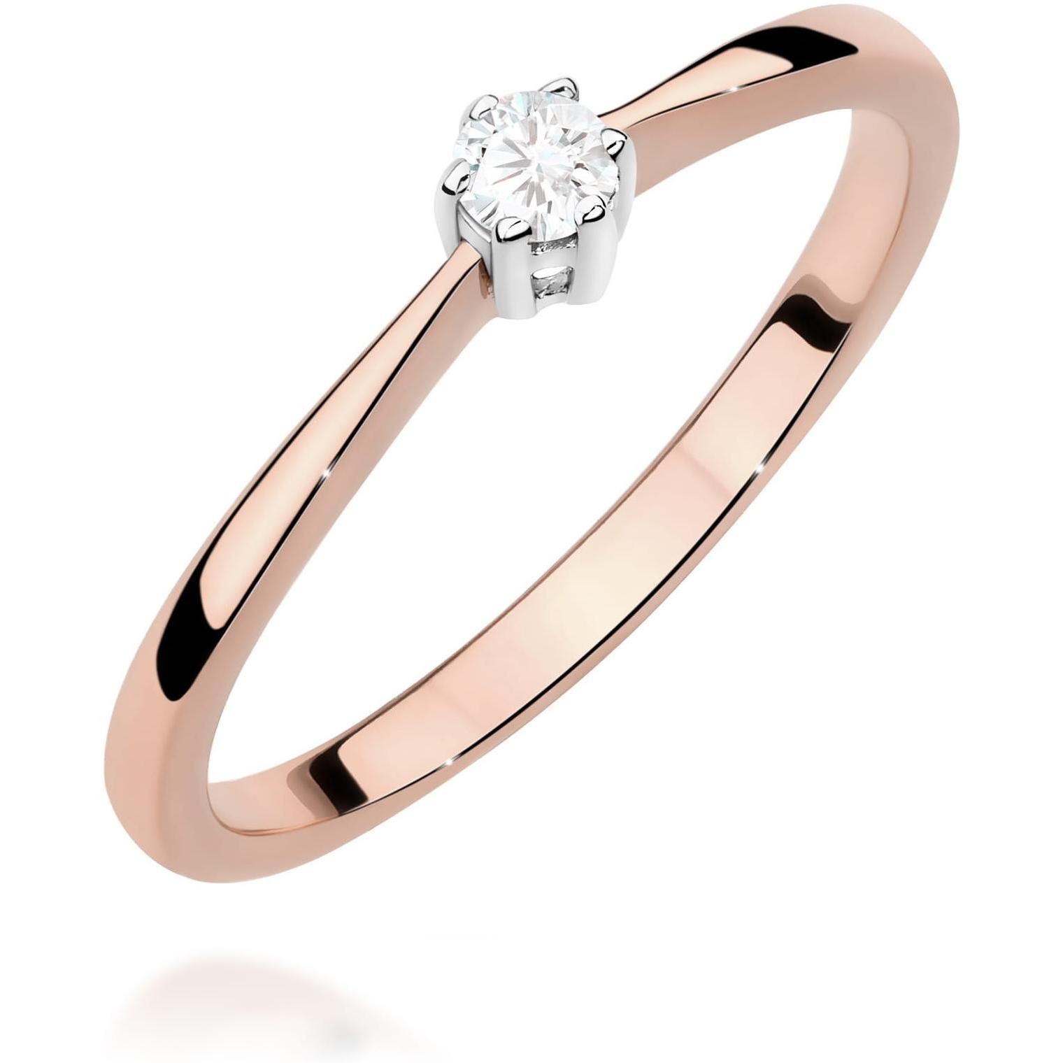 Pierścionek z różowego złota z diamentem 0,10 ct, próba 585 Best Diamonds B1350-PI-AUR-DIW-02-00 
