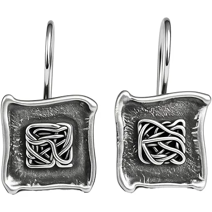 Harf KBZ0085 Duże kolczyki wiszące kwadraty zapięcie bigiel