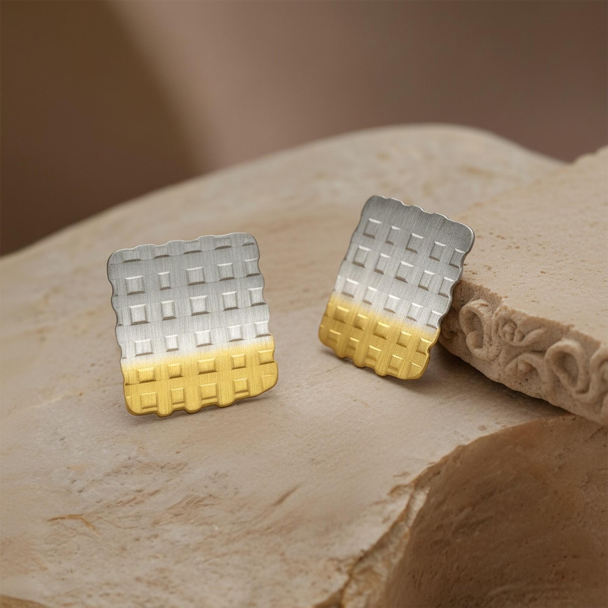 Harf KMS0031 Delikatne kolczyki w trzech kolorach na sztyfcie biżuteria - miniatura 4