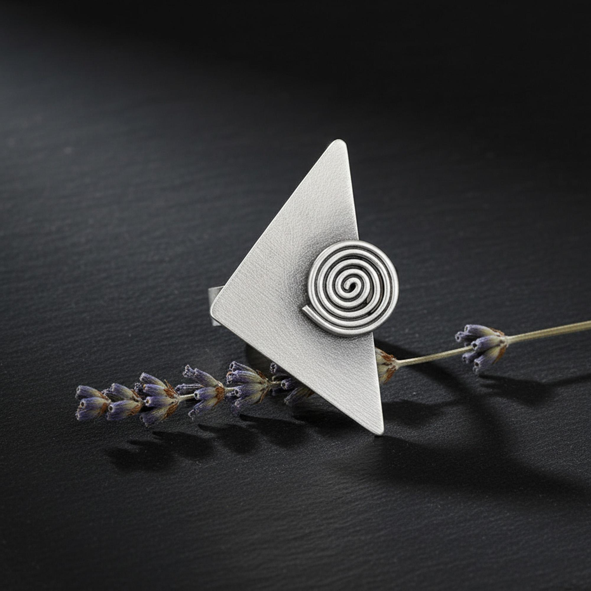 Harf PR0063 Geometryczny pierścionek srebrny trójkąt biżuteria - miniatura 5