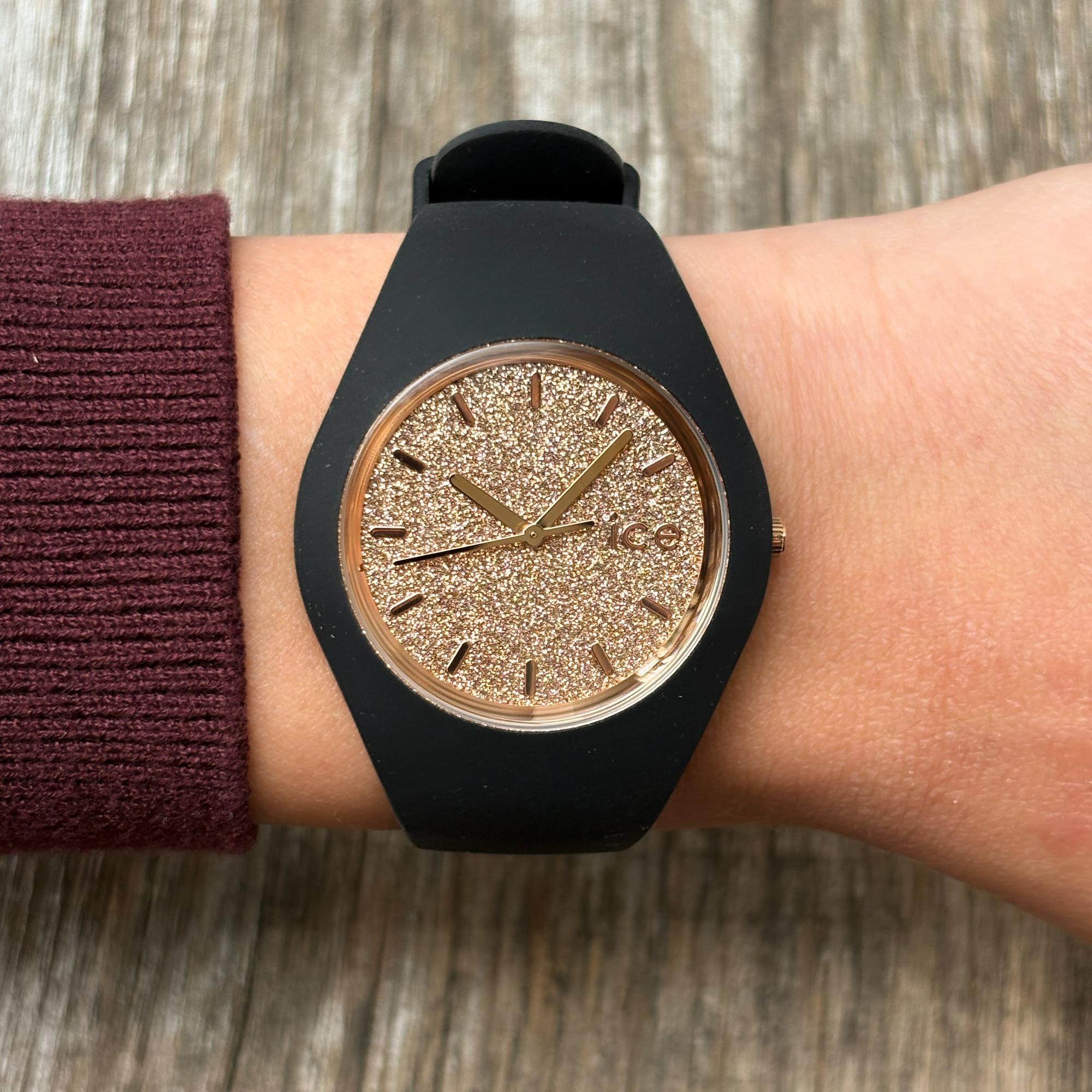 ICE Watch ICE001353 ICE gliter black rose gold Rozm M ICE-Glitter fashion-modowy zegarek czarny - miniatura 9