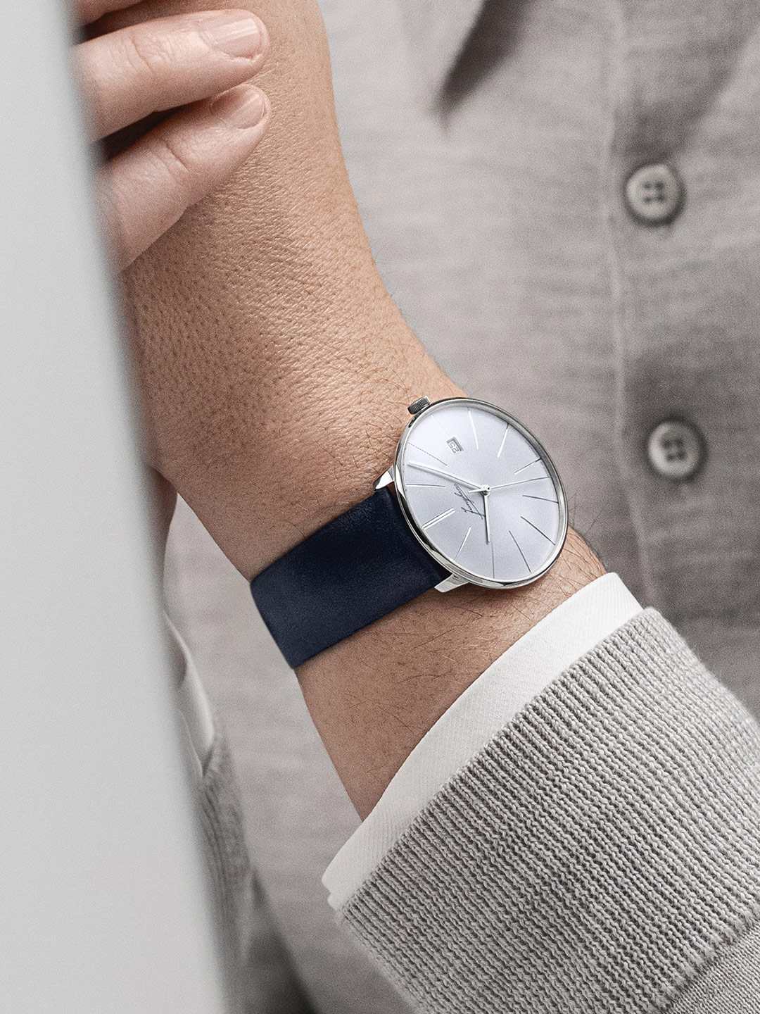 Junghans 27-435900 zegarek srebrny klasyczny Meister pasek - miniatura 5